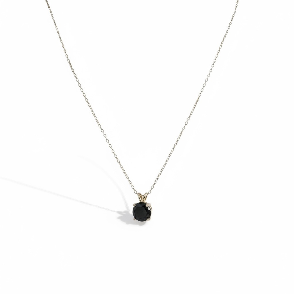 2ct Black Moissanite Pendant 925 Sterling Silver Necklace 15.75” to 17.5” Long